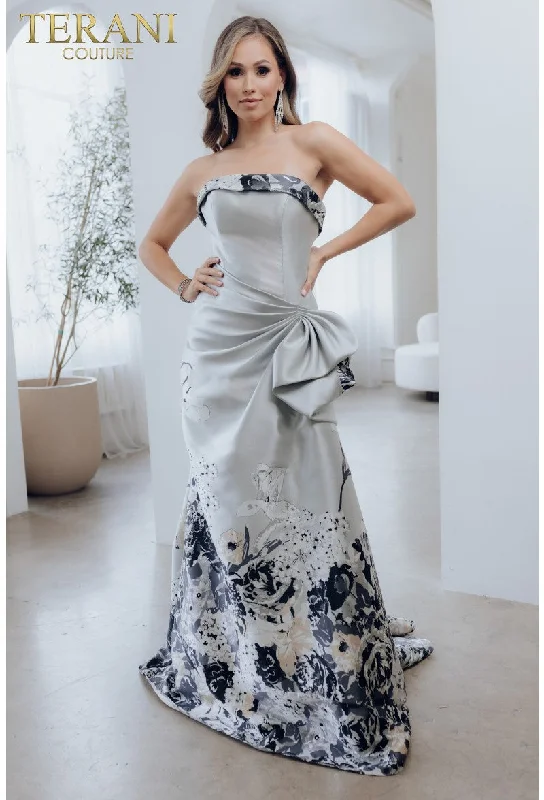 Best Bargains Terani Couture 241E2494 Printed Long Formal Evening Prom Dress