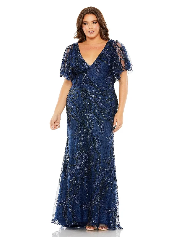 Grand Opening Sale Mac Duggal 68432 Plus Size Long Formal Sequins Dress