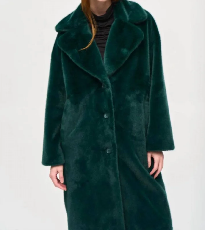 Quick Sale Faux Fur Coat In Absolute Green