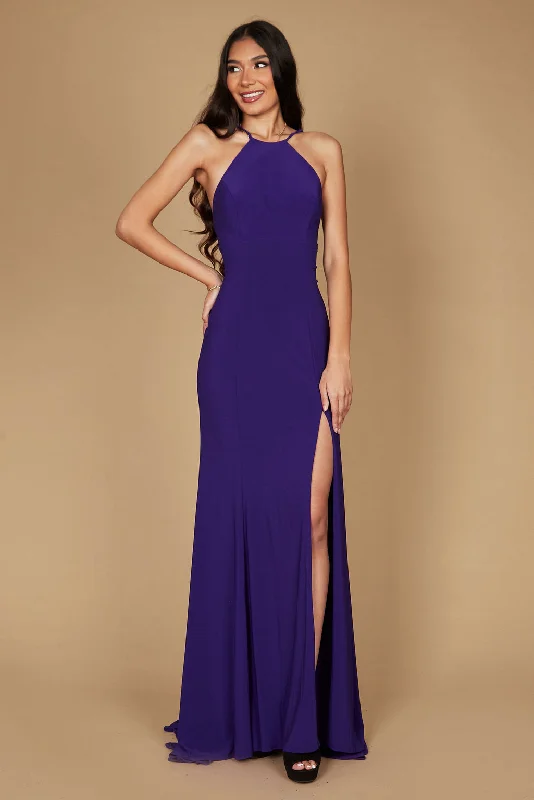 Daily Deals Long Fitted Open Back Jersey Prom Dress Plum