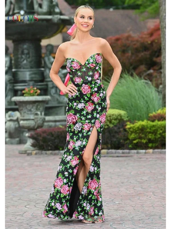 Savings Spectacular Colors 3550 Long Floral Formal Sequin Prom Dress