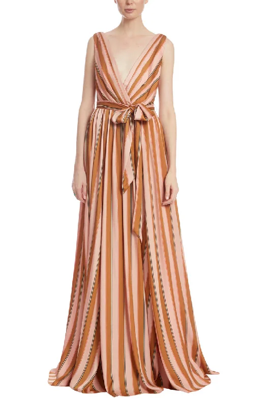 Price Slash Badgley Mischka EG3569 Long Formal Stripe Evening Dress