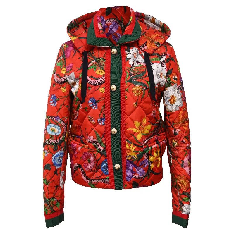 Steals and Deals Gucci Floral Embellished Button Down Jacket in Multicolor Polyamide