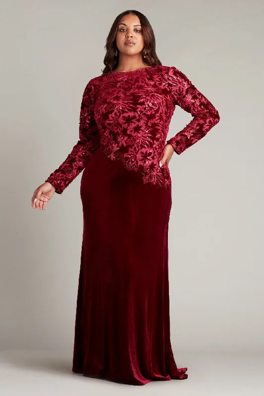 Don't Wait Tadashi Shoji CCG16206LXYQ Long Sleeve Formal Sequin Velvet Plus Size Dress