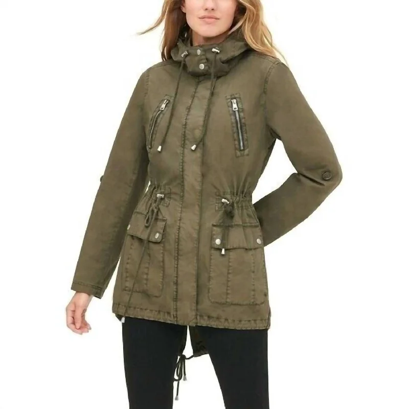 Value Deals Parachute Fish Tail Mid Length Utility Jacket In Green