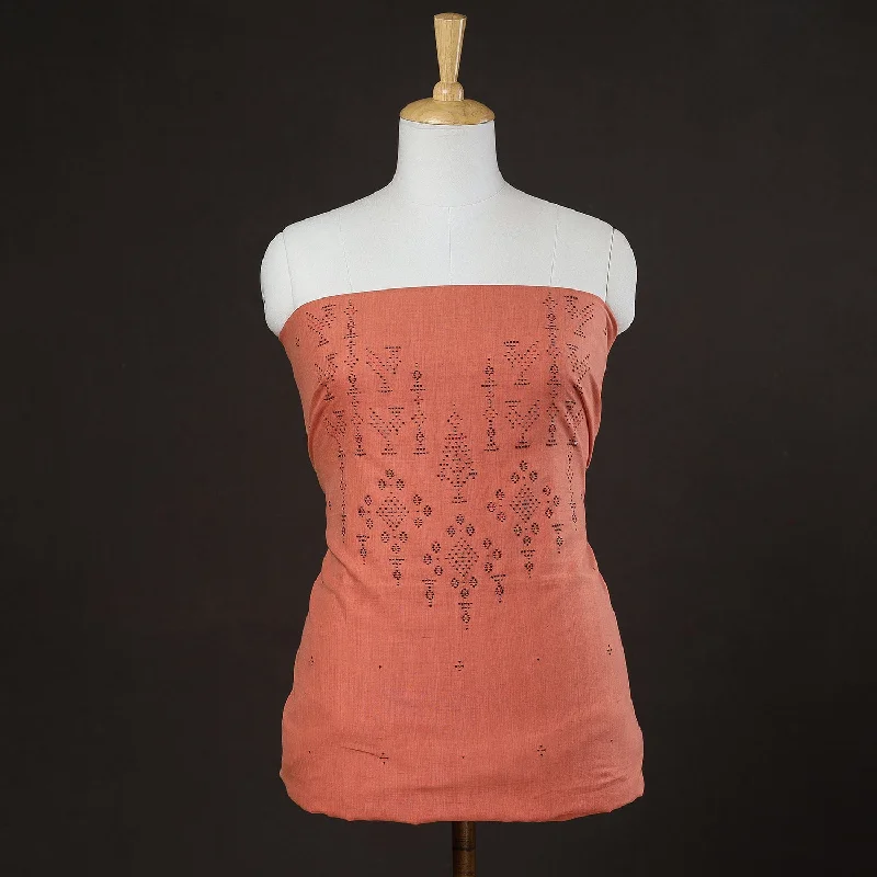 Overstock Sale Peach - Tangaliya Work Handwoven Cotton Kurta Material