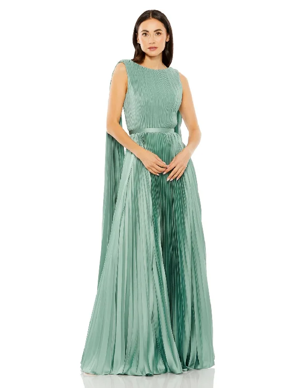 Deal of the Day Mac Duggal 49716 Long Pleated Cape Formal Prom Dress