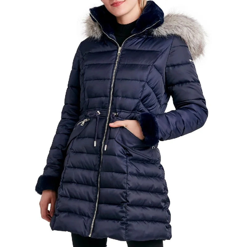 Price Reduction Womens Faux Fur Trim Hooded Puffer Jacket