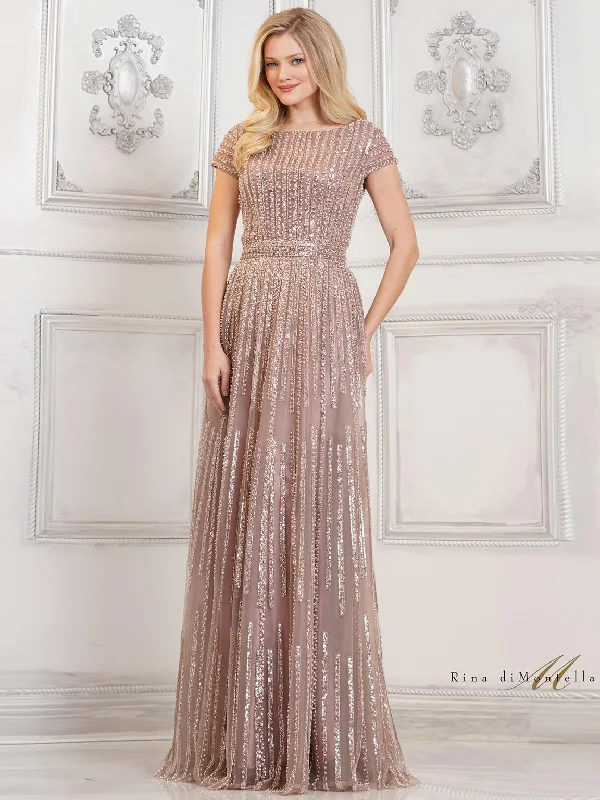 Today’s Deal Rina di Montella RD3101 Long Formal  Beaded Evening Dress