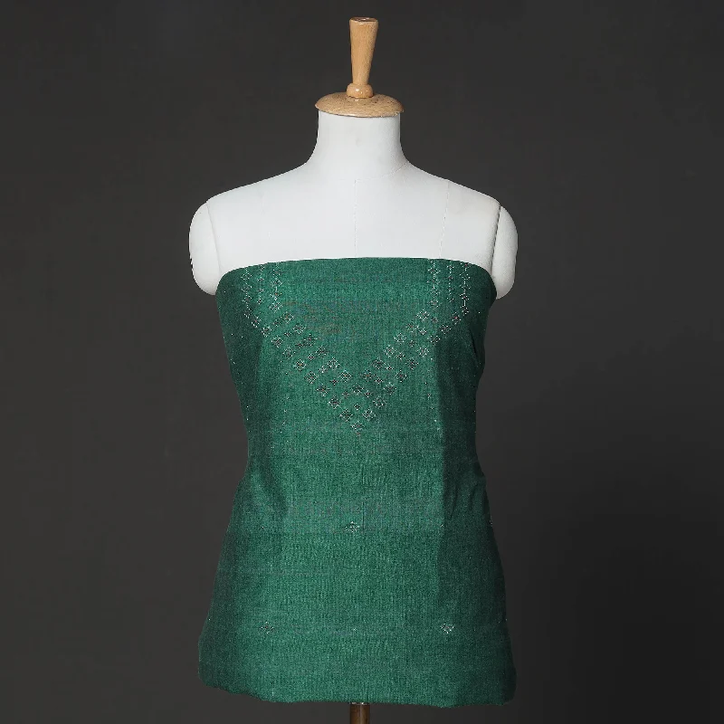 Don't Wait Green - 2pc Tangaliya Work Handloom Cotton Suit Material Set