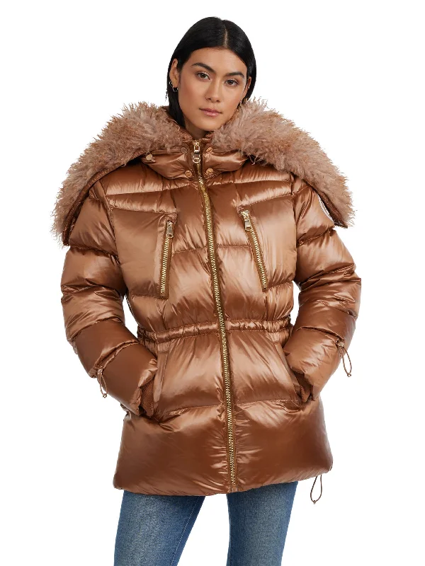 Pajar Women's Electra Mid Puffer with Detachable Sherpa Lined Split Hood