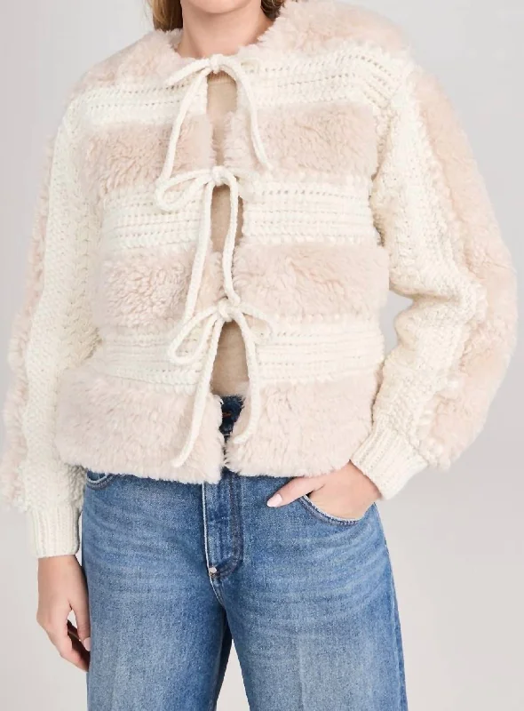 Price Buster Gisele Faux Fur Applique Jacket In Cream