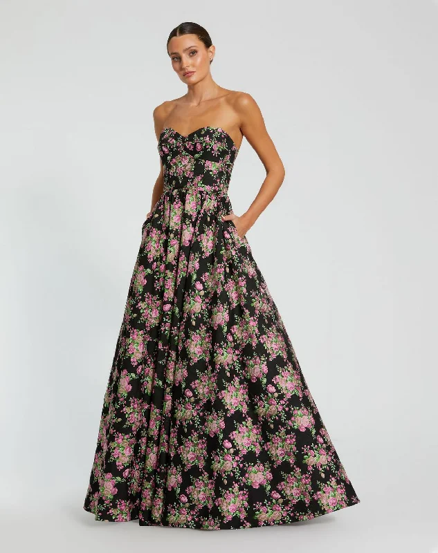 Special Discount Mac Duggal 68780 Long Floral A Line Formal Prom Dress