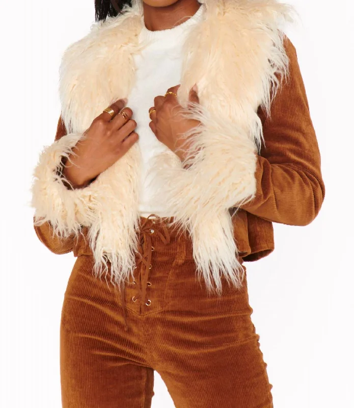 Price Fest Penny Lane Cropped Coat In Saddle Brown