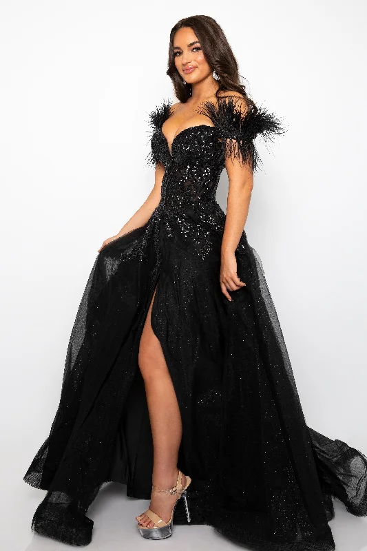 Ava Presley 39213 Formal Prom Long Sequin Feather Dress