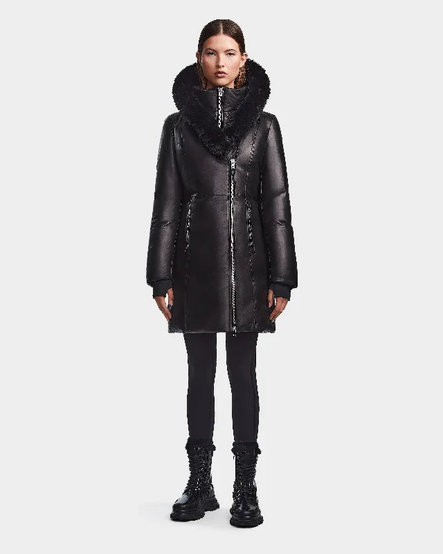 Limited Stock MAIA X WOMEN'S LEATHER DOWN FITTED PARKA