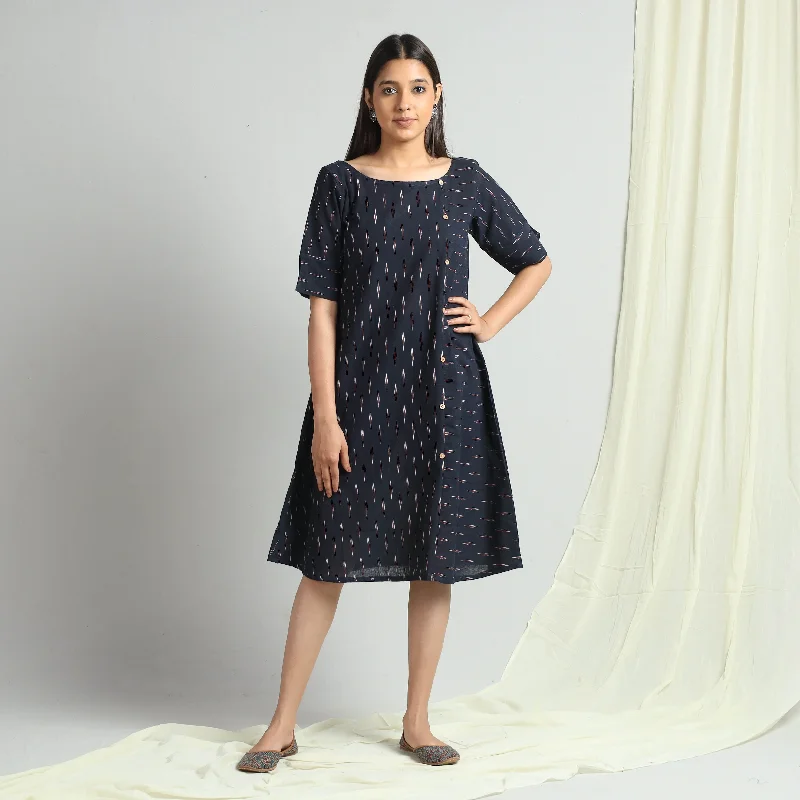 Today Only Blue - Pochampally Ikat Weave Cotton Dress
