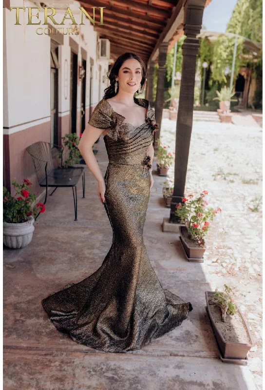 Amazing Deals Terani Couture 232M1518 Long Formal Prom Pleated Dress