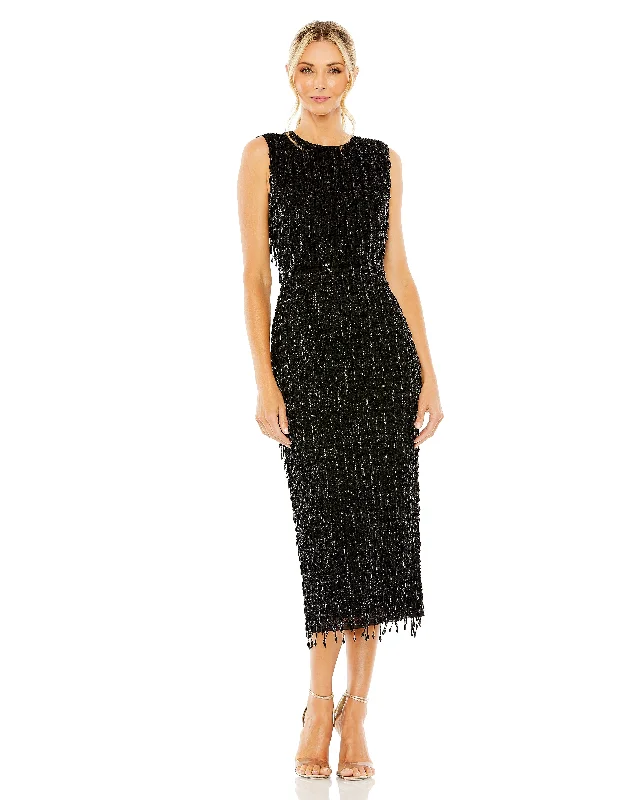 Hurry In Mac Duggal 5471 Tea Length Sleeveless Formal Dress
