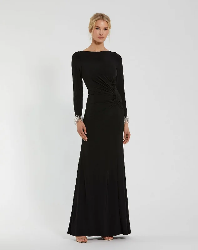 Quick Sale Mac Duggal 49896 Long Sleeve Formal Prom Beaded Dress
