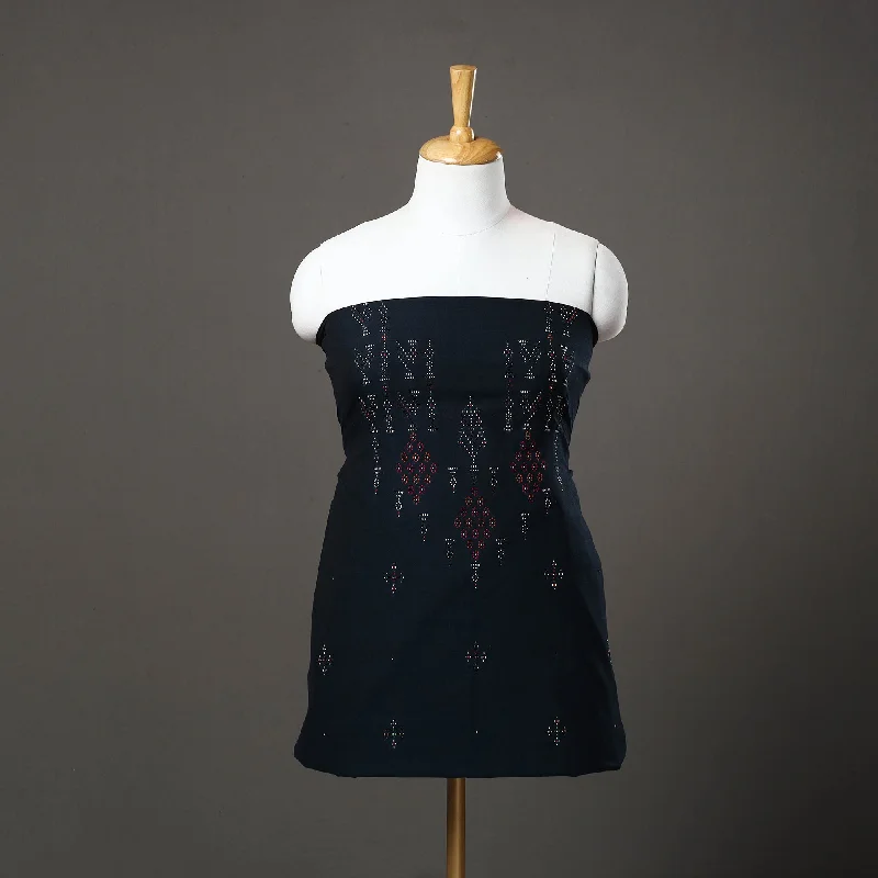 Closeout Black - Handwoven Cotton Tangaliya Kurta Material 05