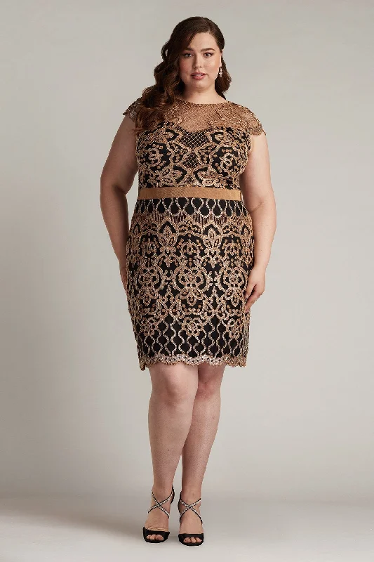 Markdowns Tadashi Shoji BJK18795MQ Short Sequin Fitted Plus Size Cocktail Dress