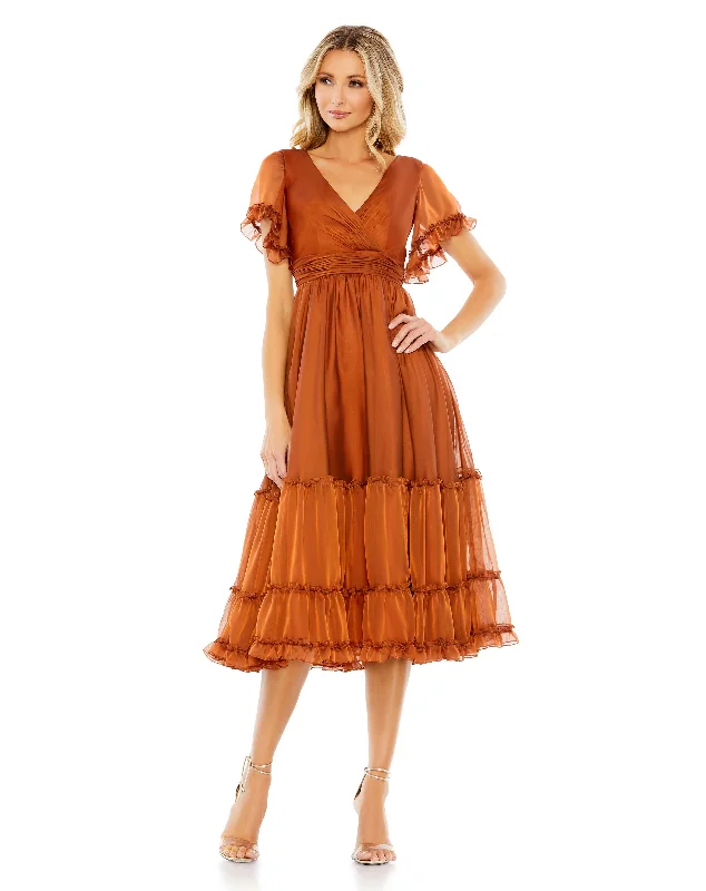 Unbeatable Prices Mac Duggal 68018 Formal A Line Cocktail Tea Length Dress