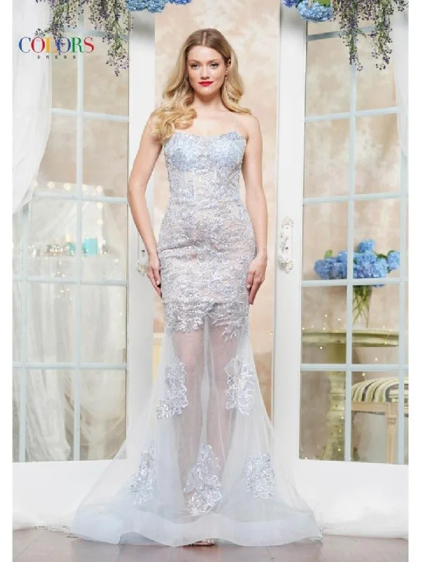 Daily Specials Colors 3583 Long Formal Fitted Applique Prom Dress