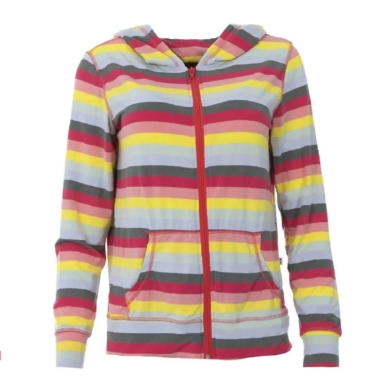 Online Only Women's Lightweight Zip-Front Hooded Jacket In Biology Stripe