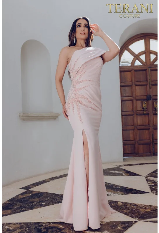 Stock Up and Save Terani Couture 231M0473 Long Beaded Formal Evening Dress