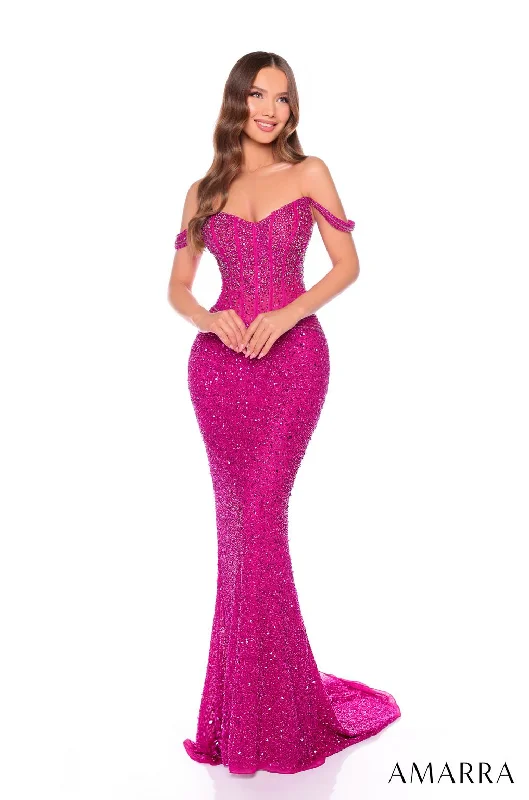 Amarra 88108 Long Beaded Fitted Sequin Prom Dress