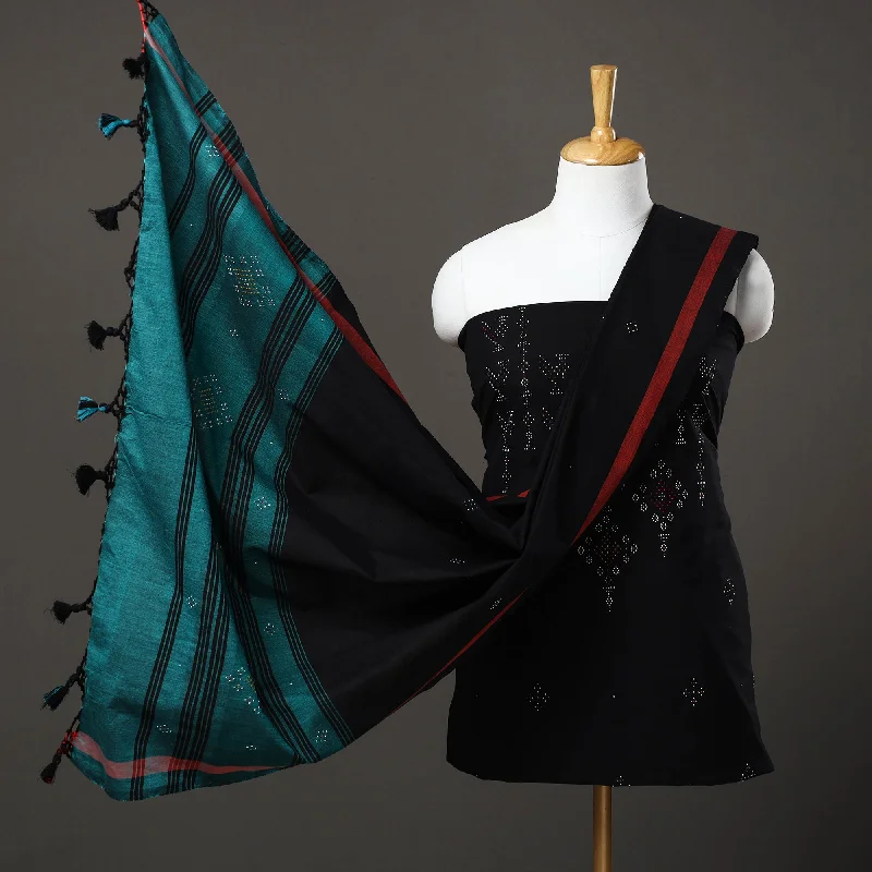 Deal Zone Black - Handwoven Cotton 3pc Tangaliya Dress Material 11
