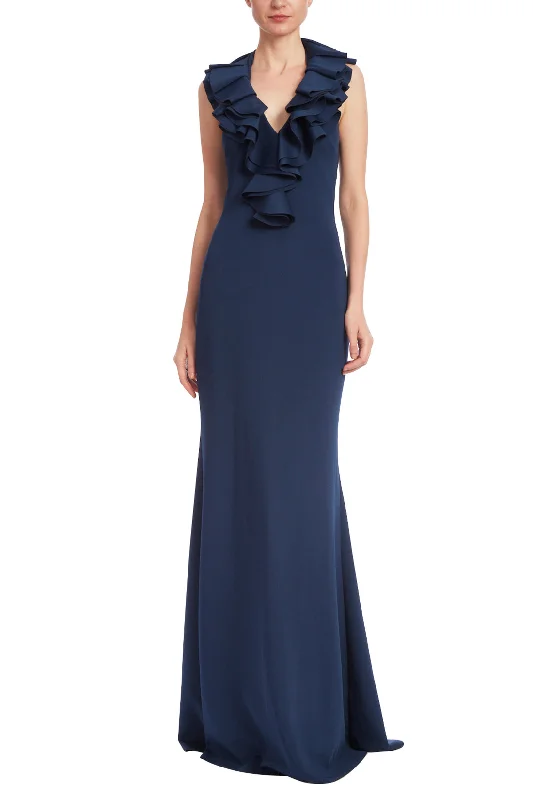 Price Smash Badgley Mischka EG4165 Long Formal Ruffle Evening Dress