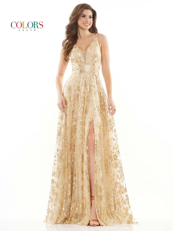 Markdown Madness Colors 2742 Colors Long Formal Glitter Mesh Prom Dress