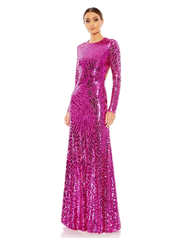 Value Deals Mac Duggal A10891 Long Sleeve Sequin Formal Prom Dress