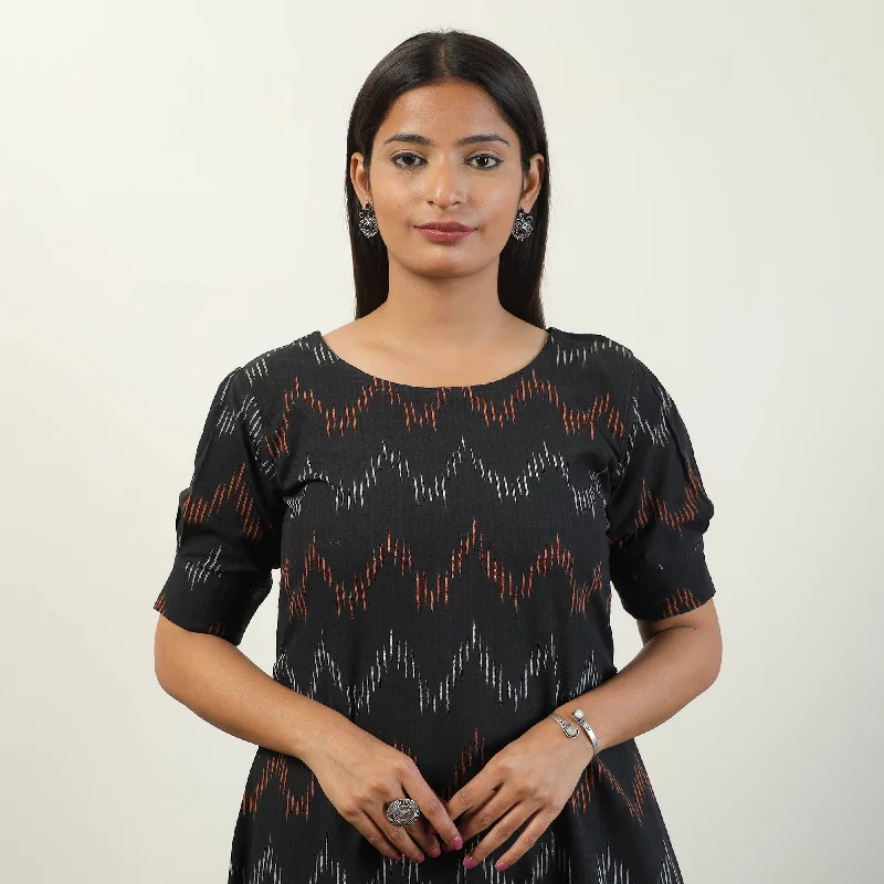 Big Savings Black - Pochampally Ikat Weave Cotton Dress 04