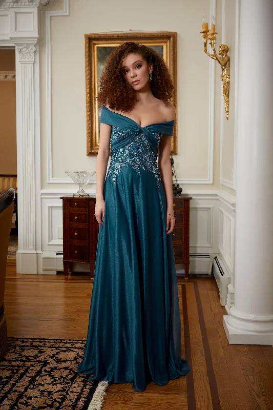 Deal Explosion MGNY Madeline Gardner New York 72814 Long Beaded Floral Formal Dress