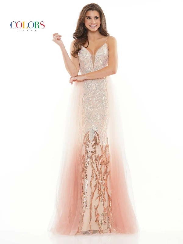 Don’t Miss Out Colors 2757 Colors Long Spaghetti Strap Ombre Prom Dress