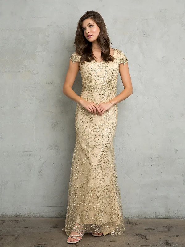 Eva Fashion 5266 Long Formal Glitter Applique Evening Dress