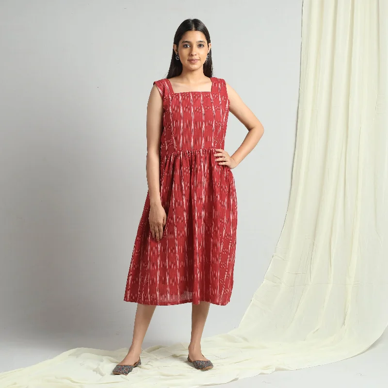 Weekend Special Red - Pochampally Ikat Weave Cotton Dress