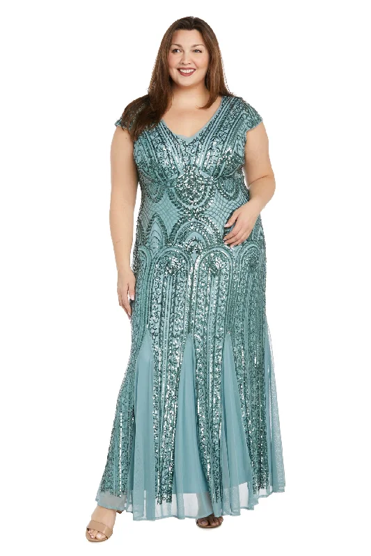 R&M Richards 1975W Plus Size Long Beaded Formal Dress