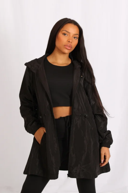 Holiday Sale Lightweight Longline Zipped Jacket Black