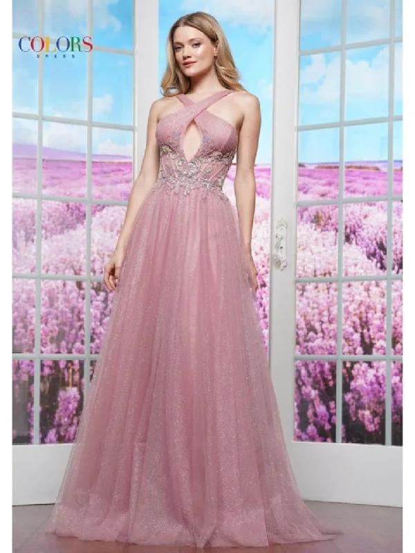 Colors 3514 Formal Ball Gown Glitter Long Prom Dress