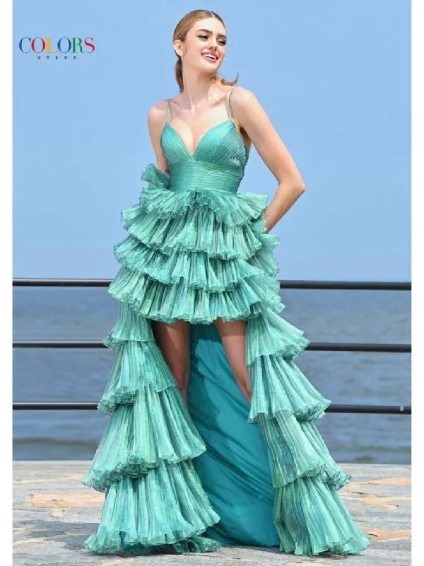 Colors 3462 Ruffle Long Formal Evening Prom Dress