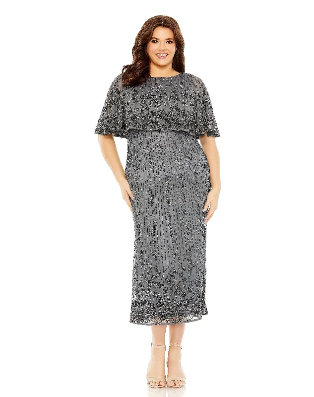 Price Fest Mac Duggal 5939 Plus Size Short Mother of the Bride Midi Dress