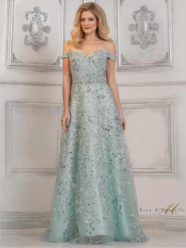 Price Reduction Rina di Montella RD3139 A Line Long Formal Evening Prom Gown