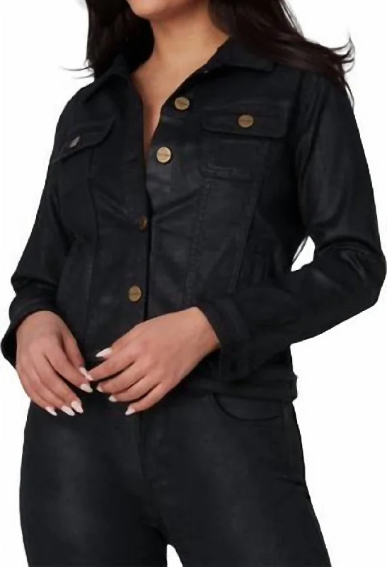 Gabriella Denim Jacket In Coated Black