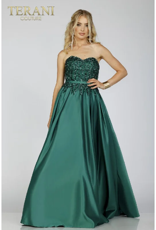 Buy More, Save More Terani Couture 231P0012 Long Formal Prom A Line Beaded Dress
