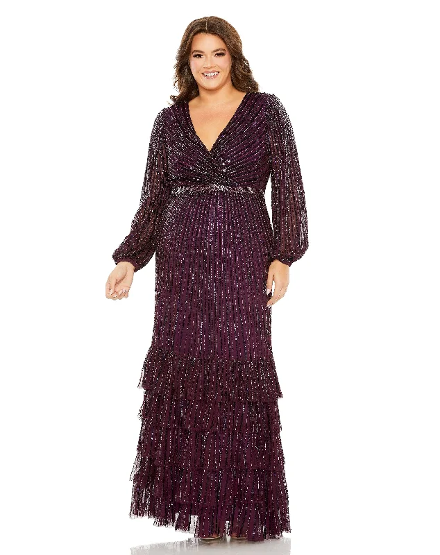Bargain Prices Mac Duggal 5784 Plus Size Long Sleeve Formal Evening Dress