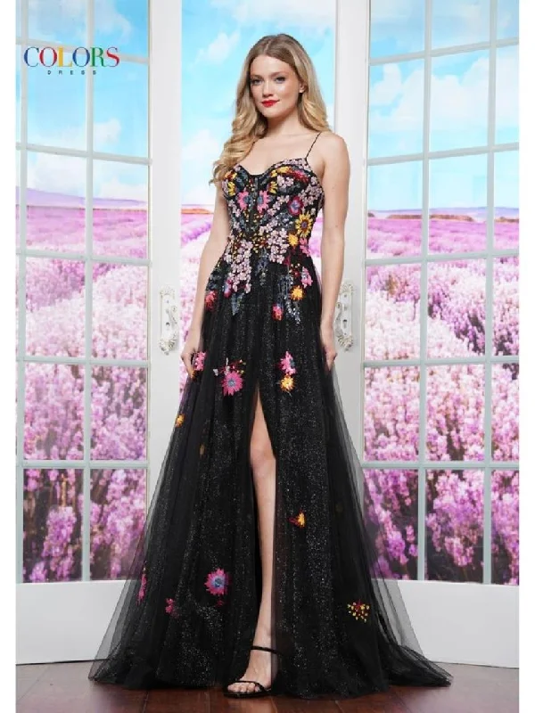 Crazy Savings Colors 3582 Formal Floral Applique Long Prom Dress